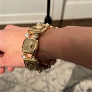 4/25$ Gold Art Deco Bracelet with Geometric Panels